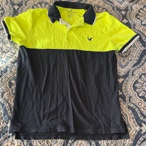 Vibrant Neon Yellow and Black Polo Shirt